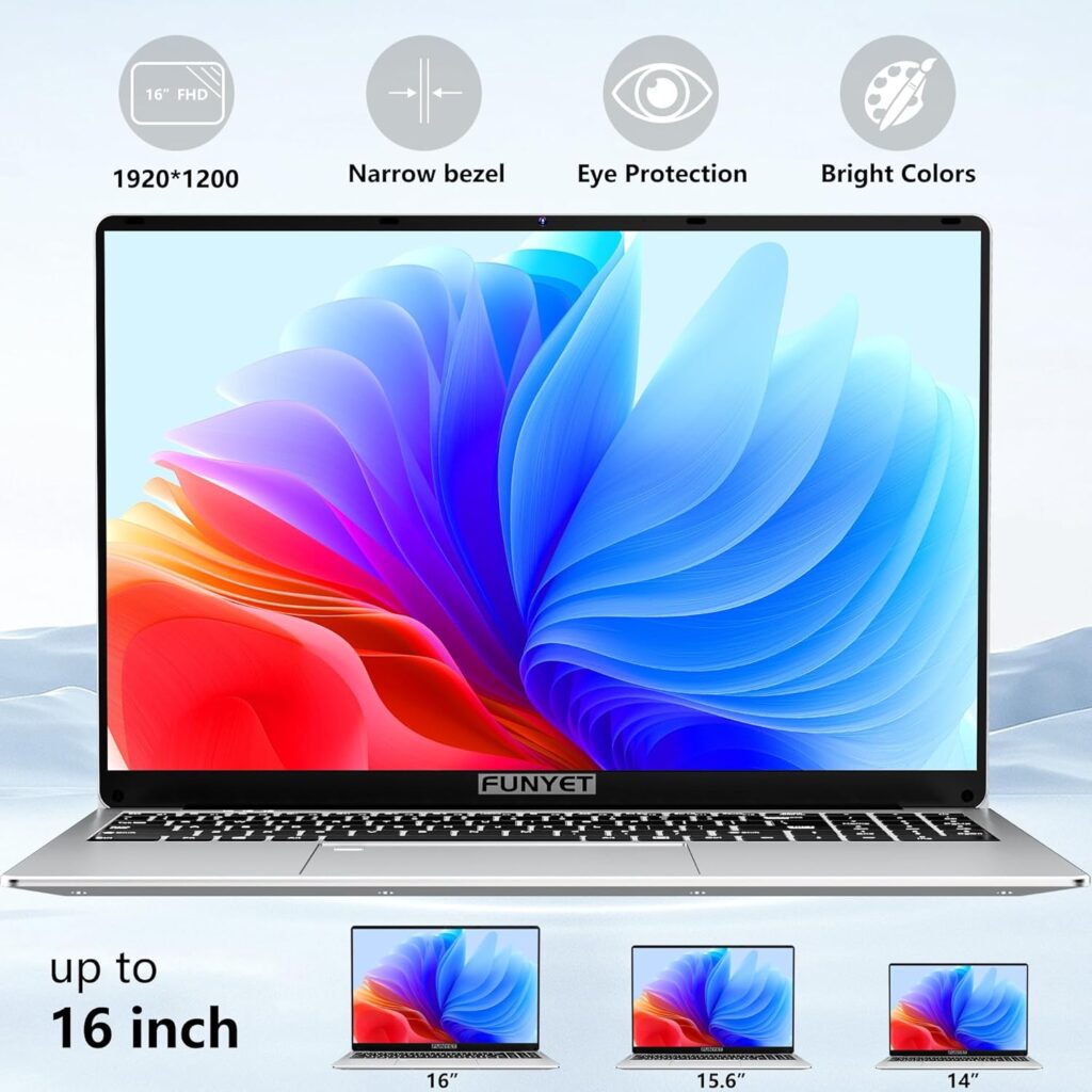 16 Inch Laptop Computer, Gaming Laptop, 16GB RAM 512GB SSD, Intel 12th Gen N95 Processor(up to 3.4GHz), FHD 1920 * 1200, 180 Angle Opening, Fingerprint Unlock, Backlit Keyboard, Windows 11 Pro