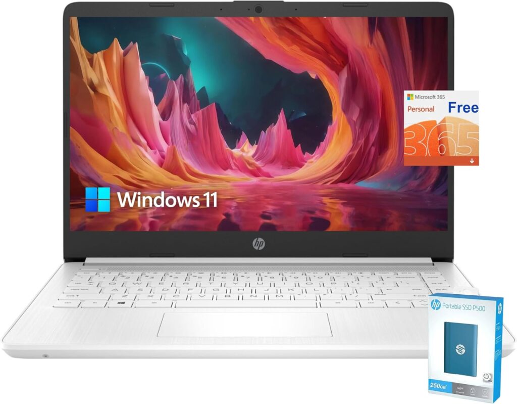 HP Latest Stream 14 HD Laptop, Intel Celeron Processor, 16GB Memory, 64GB eMMC Storage, Fast Charge, HDMI, Up to 11 Hours Long Battery Life, Office 365 1-Year, Win 11 S, Microfiber Bundle, Pink Gold