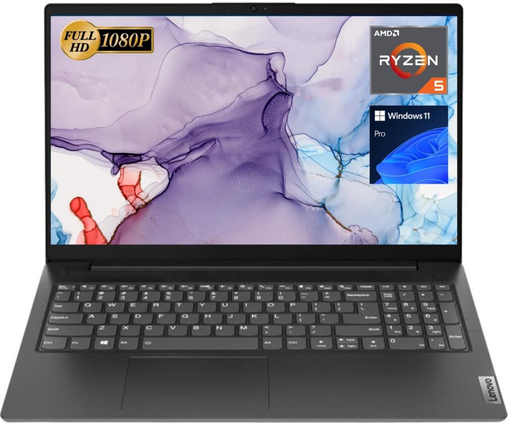 Lenovo V15 Laptop, 15.6 FHD Display, AMD Ryzen 5 5500U Hexa-core Processor (Beat Intel i7-1065G7), 16GB RAM, 512GB SSD, HDMI, RJ45, Numeric Keypad, Wi-Fi, Windows 11 Pro, Black