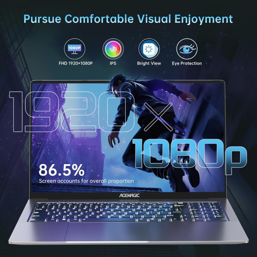 ACEMAGIC 2024 Newest Gaming Laptop with Backlit Keyboard, 16.1-inch FHD Display Laptop with AMD Ryzen 7 5700U Processor(8C/16T), 16GB RAM 512GB ROM Laptop Computer, Support WiFi 6, 53Wh Battery