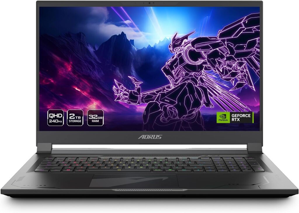 GIGABYTE AORUS 17X: 17.3 16:9 Thin Bezel QHD 2560x1440 240Hz, NVIDIA GeForce RTX 4090 Laptop GPU 16GB GDDR6, Intel Core i9-13980HX, 32GB DDR5 RAM, 2TB SSD, Win11 Home(AORUS 17X AZF-D5US665SH)