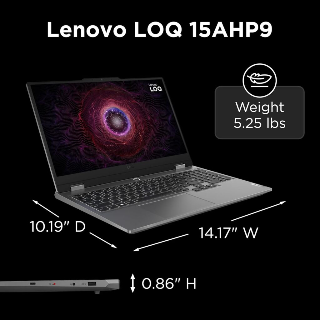 Lenovo LOQ 15AHP9 Gaming Laptop, NVIDIA® GeForce RTX™ 4050 6GB GDDR6, 15.6” FHD Display, AMD Ryzen 7 8845HS, 16GB RAM, 512GB SSD, 1920x1080 px, Windows 11, Luna Grey